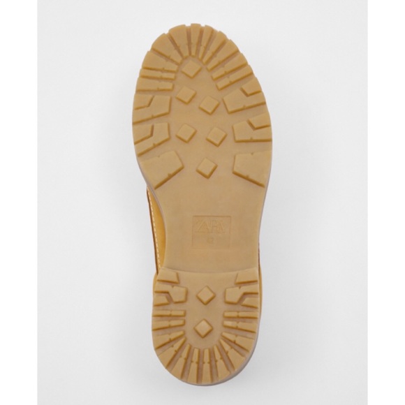 Zara LACED LEATHER BOAT SHOES  Beige Size 8 - Picture 7 of 11